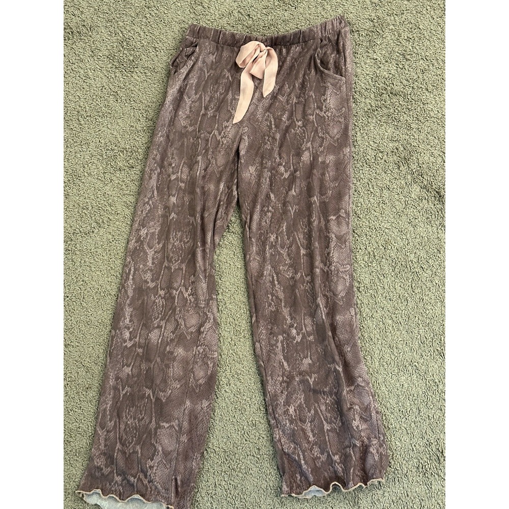 Laundry by Shelli Segal Womens Large Cropped Pajama Lounge‎ Pants Purple Striped